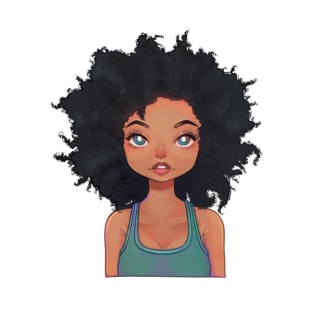 Green Eyed Afro Black Woman T-Shirt