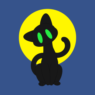 Cute Halloween Cat with Moon T-Shirt