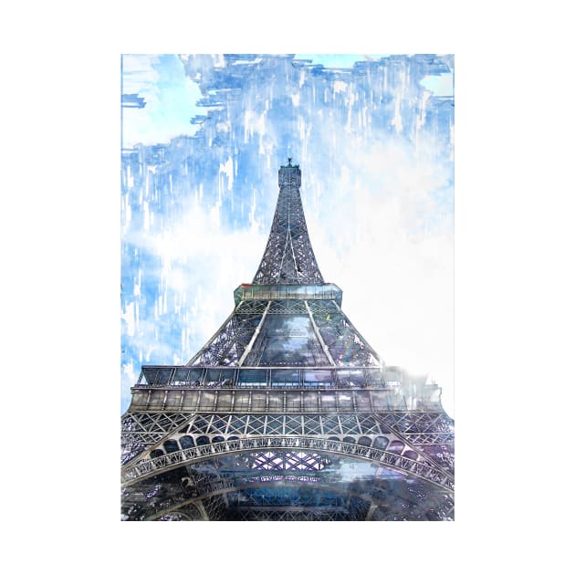 Eiffel Tower Low Angle Sketch. For Eiffel Tower & Paris Lovers. by ColortrixArt