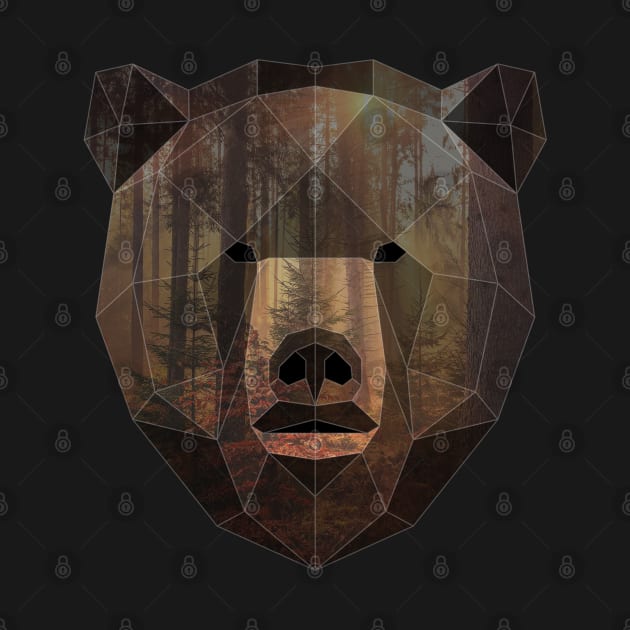 Bear Low Poly Double Exposure Art by Jay Diloy