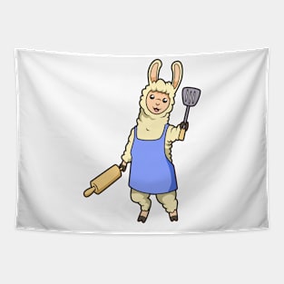 Cartoon Llama Chef Tapestry