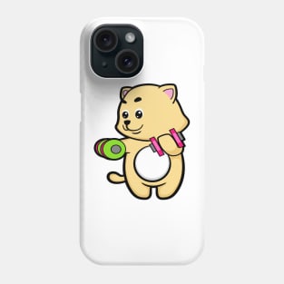 Cat at Biceps training with Dumbbells Phone Case
