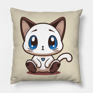 Blue eyes kawaii cat Pillow