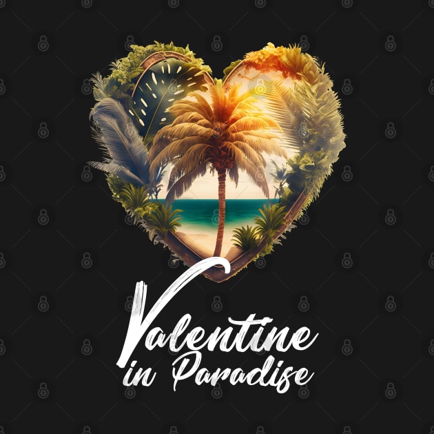 Tropical Valentine No.2: Valentine's Day in Paradise on a Dark Background by Puff Sumo