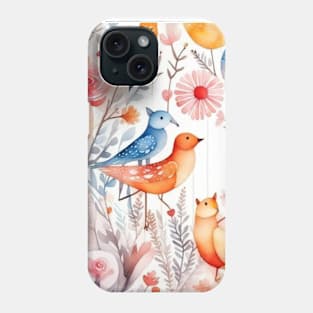 Flowers birds animals colorful floral gift ideas Phone Case