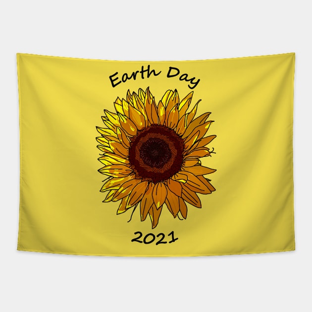 Sunflower for Earth Day 2021 Tapestry by ellenhenryart