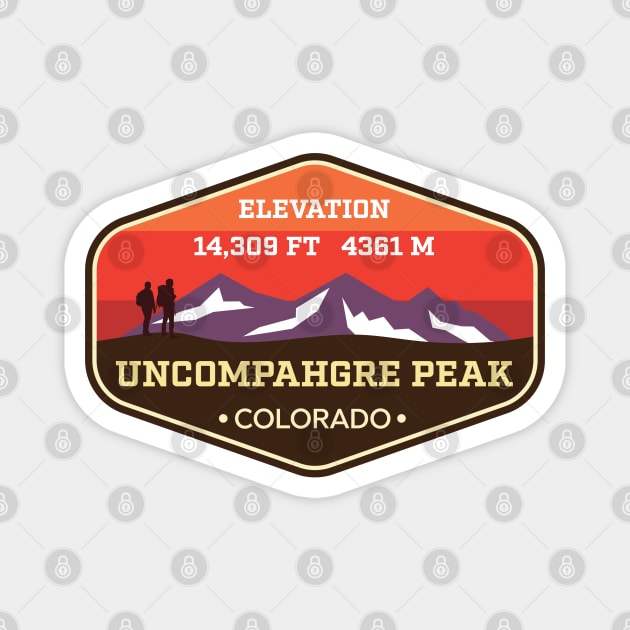 Uncompahgre Peak Colorado - 14ers Mountain Climbing Badge Magnet by TGKelly