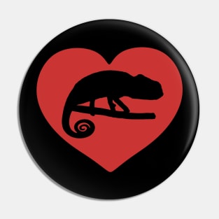 Red Chameleon Heart for Chameleon Lovers Pin