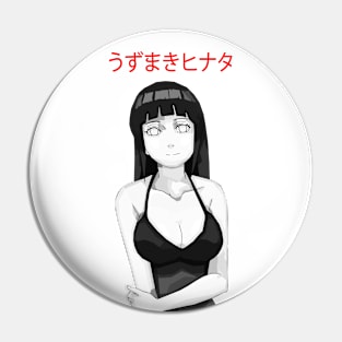 Anime girl B&W Pin