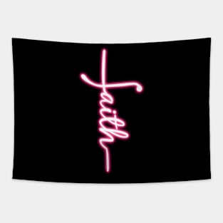 Faith in Neon Light Tapestry