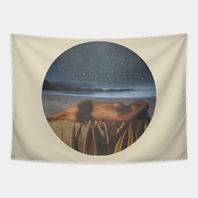 Napping on the Beach Tapestry by Euphorichords