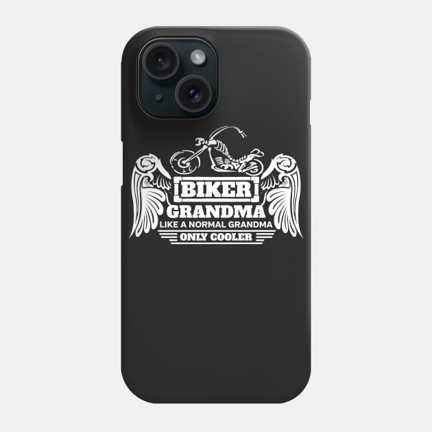 Biker Grandma White Skeleton Motorcycle Phone Case by EPDROCKS