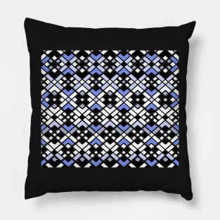 Abstract geometric pattern - blue, black and white. Pillow