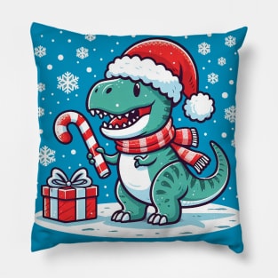 Happy Christmas T Rex Pillow