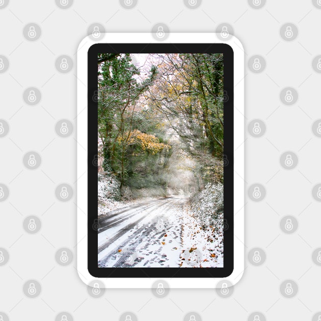 Wintry Cotswolds Lane Magnet by Graz-Photos