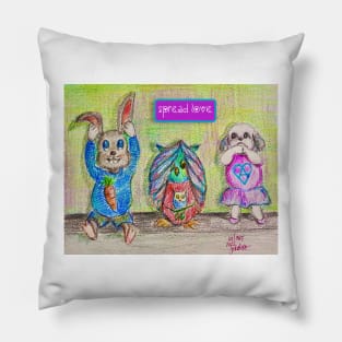 Hear no evil. See no evil. Speak no evil. Pillow