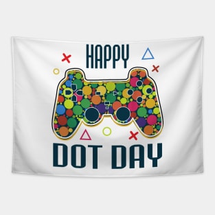 Happy Dot Day Gamers Boy Game Controller Colourful Polka Dot Tapestry