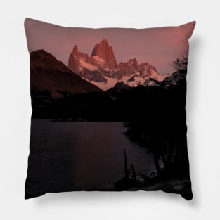 Alpenglow on Mount Fitz Roy at sunrise Pillow