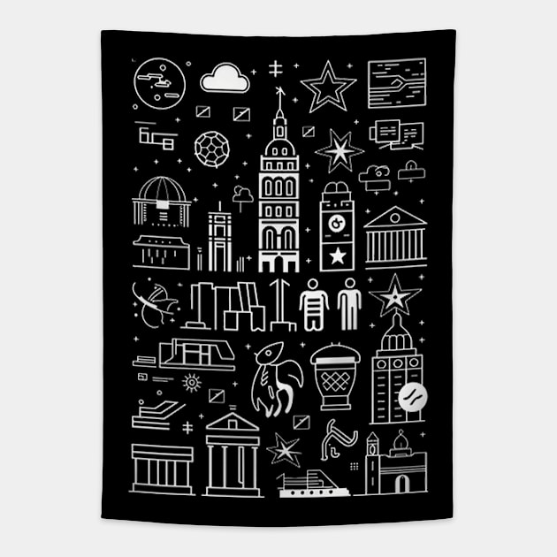 TRAVEL AND TOURISM ICONS Tapestry by likbatonboot