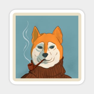 Pipe smoking Shiba Inu Magnet