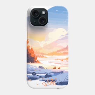 A majestic snow-covered mountain stands by the river Phone Case