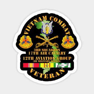 Vietnam Combat Cavalry Vet w 3rd Sqn 17th Air Cav - 12th  AVN GroupI Mil Region III w SVC Magnet