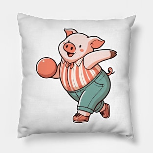 pig bowling Pillow