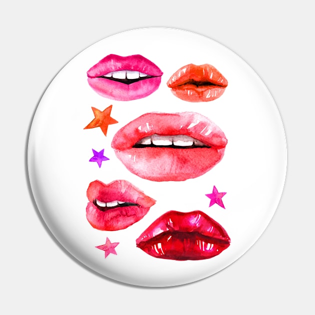 Watercolor lips and stars Pin by fears