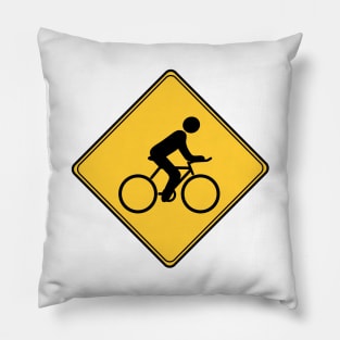 Road Sign - Cyclist Pillow