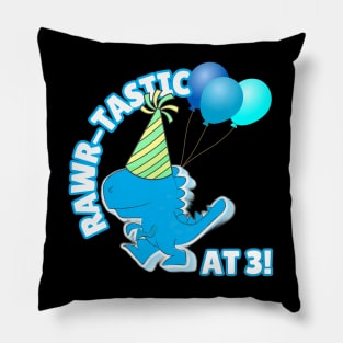 Rawr-Tastic at 3 Dinosaur Theme Boy's Birthday Party Pillow