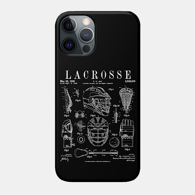 Lacrosse Player Equipment Vintage Patent Drawing Print - Lacrosse - Phone Case