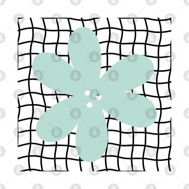 Abstract Flower on Grid - Pastel teal green by JuneNostalgia