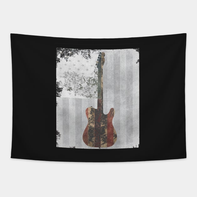 Telecaster With Rustic American Flag Background Tapestry by justinDuffy