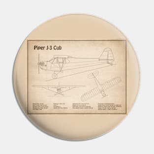 Piper J-3 Cub - Airplane Blueprint - SD Pin