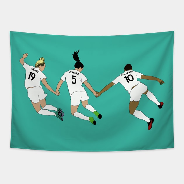 Kristie Mewis, Kelley O'Hara, Lynn Willliams Gotham FC Celebration Tapestry by Hevding