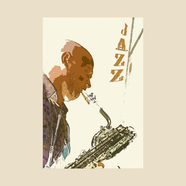 Saxophonist Jazz Poster by cinema4design