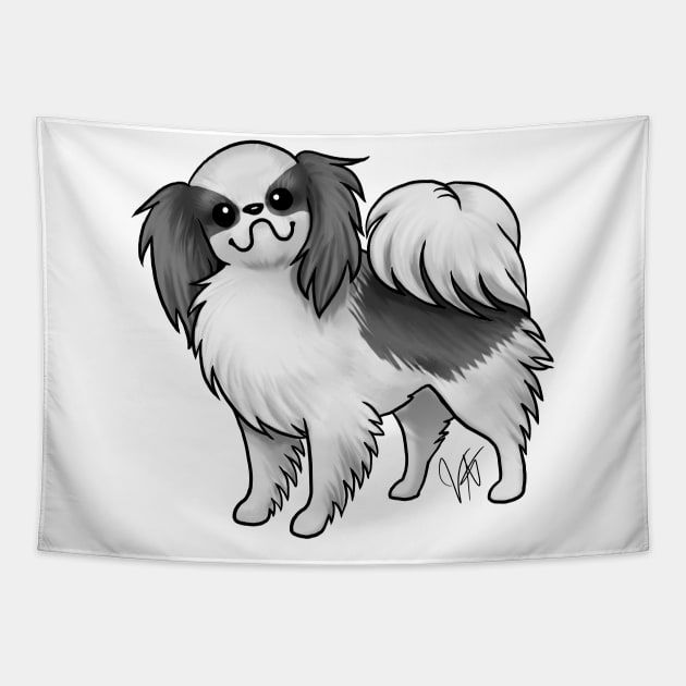Dog - Japanese Chin - Black and White Tapestry by Jen's Dogs Custom Gifts and Designs