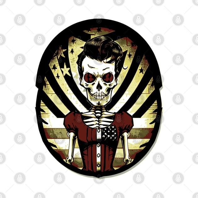 Funny Patriotic Rockabilly Skeleton by CGI Studios