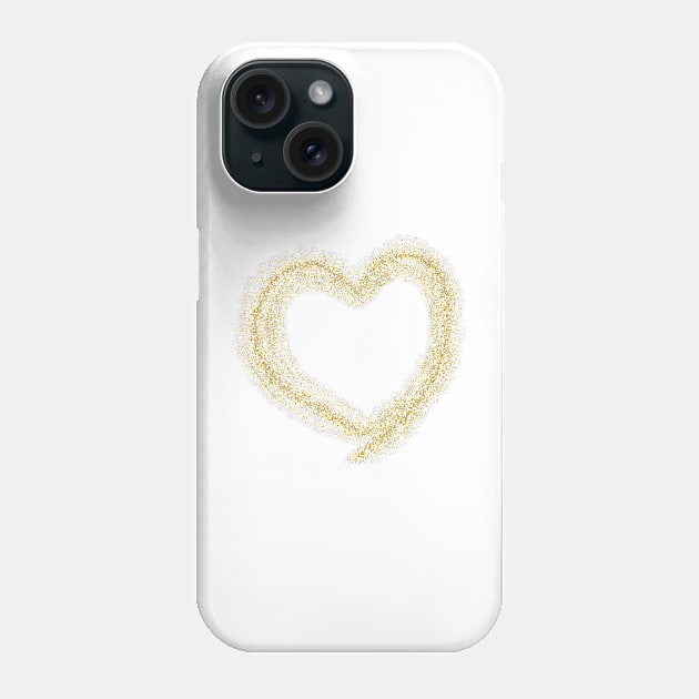 Golden Glitter Heart on White Phone Case by designs-by-ann