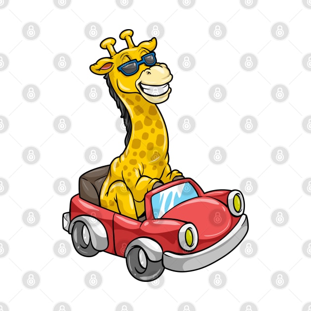 Giraffe with Sunglasses and Car by Markus Schnabel