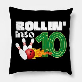 Rollin into 10th Birthday Bowling Gifts Pillow