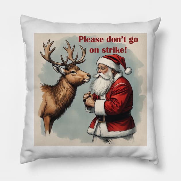 Santa Clause and Reindeer Pillow by Ruggeri Collection