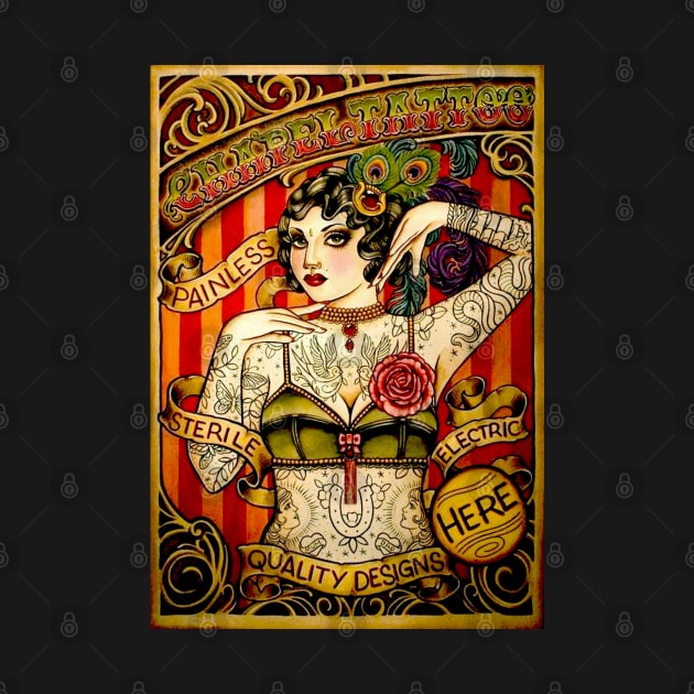 Tattooed Lady Vintage Art Print by posterbobs