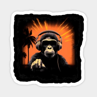 Cool summer monkey ape dj design Magnet