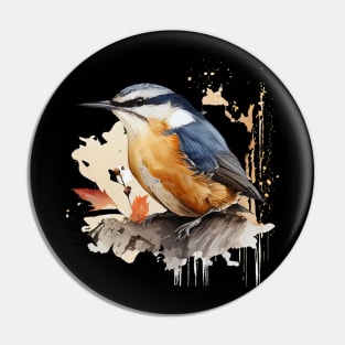 Nuthatch Bird On A Tree Branch 2.0 Pin