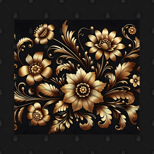 Gold Floral Illustration by Jenni Arts