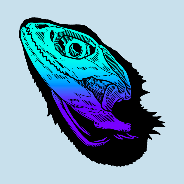 Colored Beardie Skull by Art by the Lizard Lady