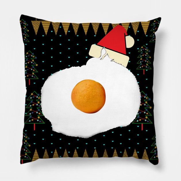 Egg Cat Meme Ugly Christmas Sweater Pillow by okpinsArtDesign