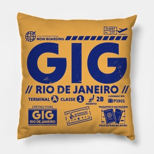 Vintage Rio de Janeiro GIG Airport Code Travel Day Retro Travel Tag B Pillow