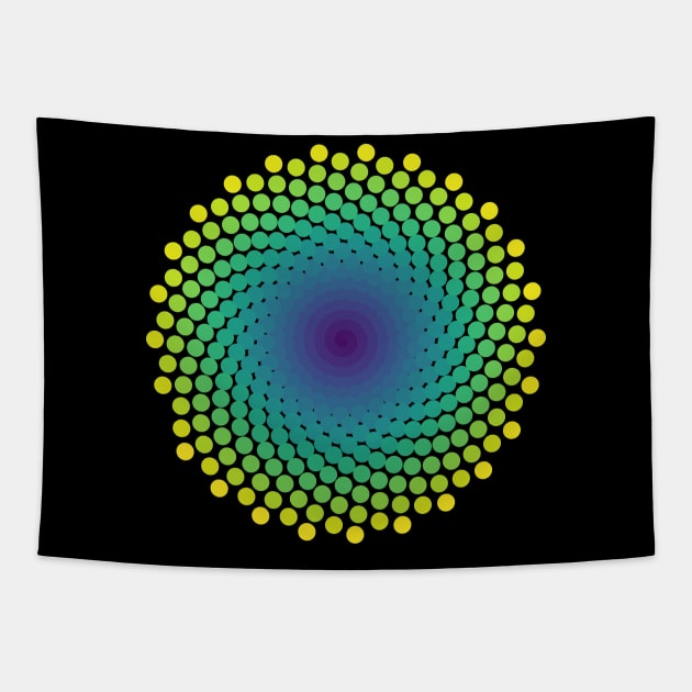 Dot Mandala | Light Peacock Yellow Red Blue Tapestry by aRtVerse